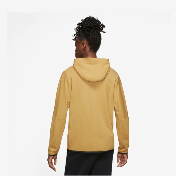 Nike Tech Full-Zip Lightweight Hooded Knit Jacket-Golden Yellow-Men XL - Picture 2 of 7
